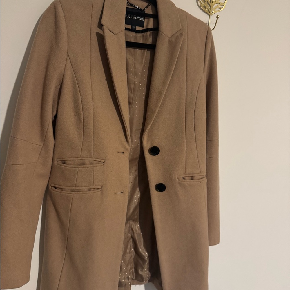 Express Tan Blazer with Tailored Look and Structured Style